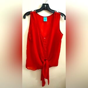 H.I.P. Happening in the Present Sheer sleevless top. Tie-up front